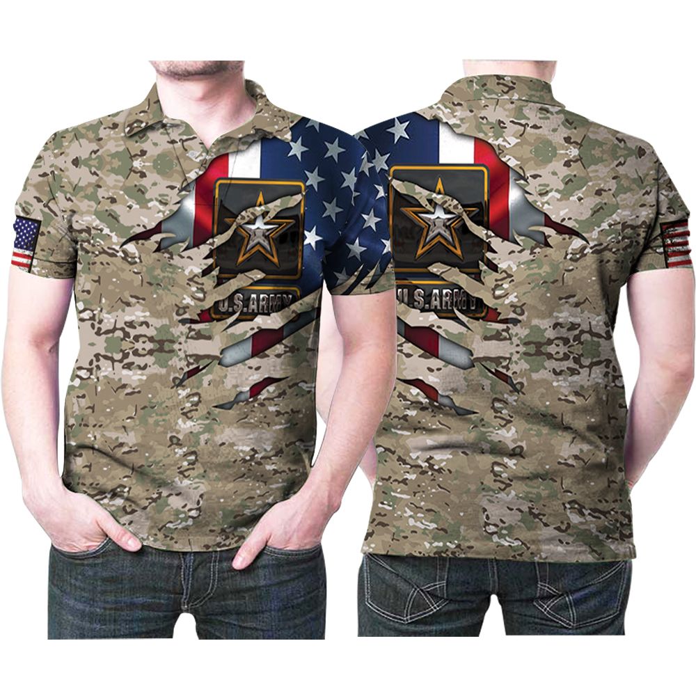 Us Flag Us Army Logo Veteran Camouflage Pattern Style 3D All Over Print Polo Shirt Us Flag Us Army Logo Veteran Camouflage Pattern Style 3D All Over Print Polo Shirt