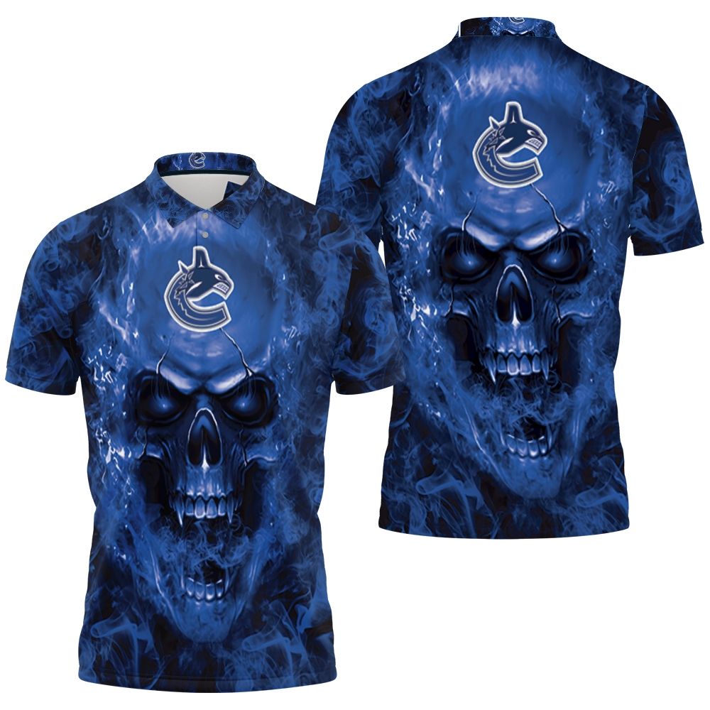 Vancouver Canucks Nhl Fans Skull 3D All Over Print Polo Shirt Vancouver Canucks Nhl Fans Skull 3D All Over Print Polo Shirt