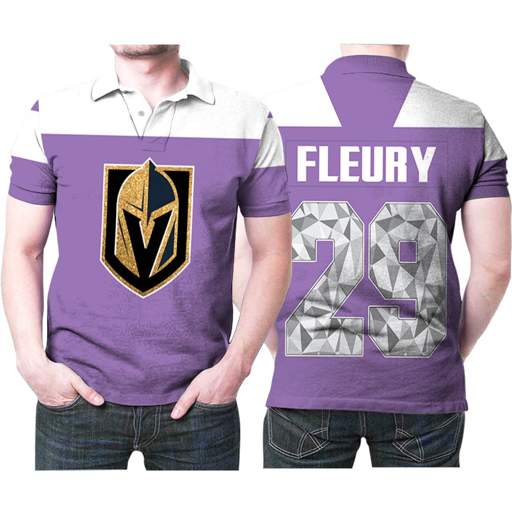 Vegas Golden Knights Marc-andre Fleury 29 Great Player 2020 Nhl Ice Hockey Purple Jersey Style Polo Shirt Vegas Golden Knights Marc-andre Fleury 29 Great Player 2020 Nhl Ice Hockey Purple Jersey Style Polo Shirt