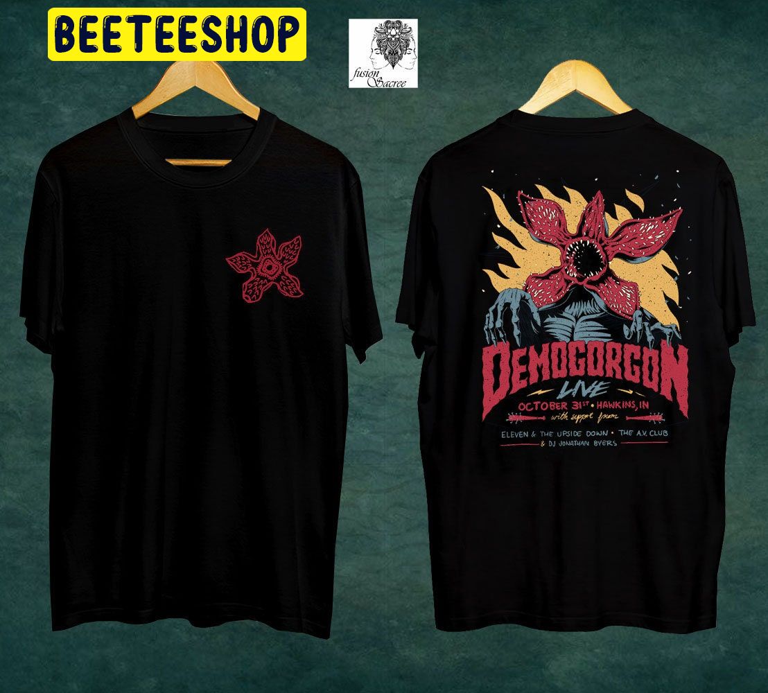 Vintage The Demogorgon Eleven Stranger Things Hawkins School Double Side Unisex Shirt Vintage The Demogorgon Eleven Stranger Things Hawkins School Double Side Unisex Shirt