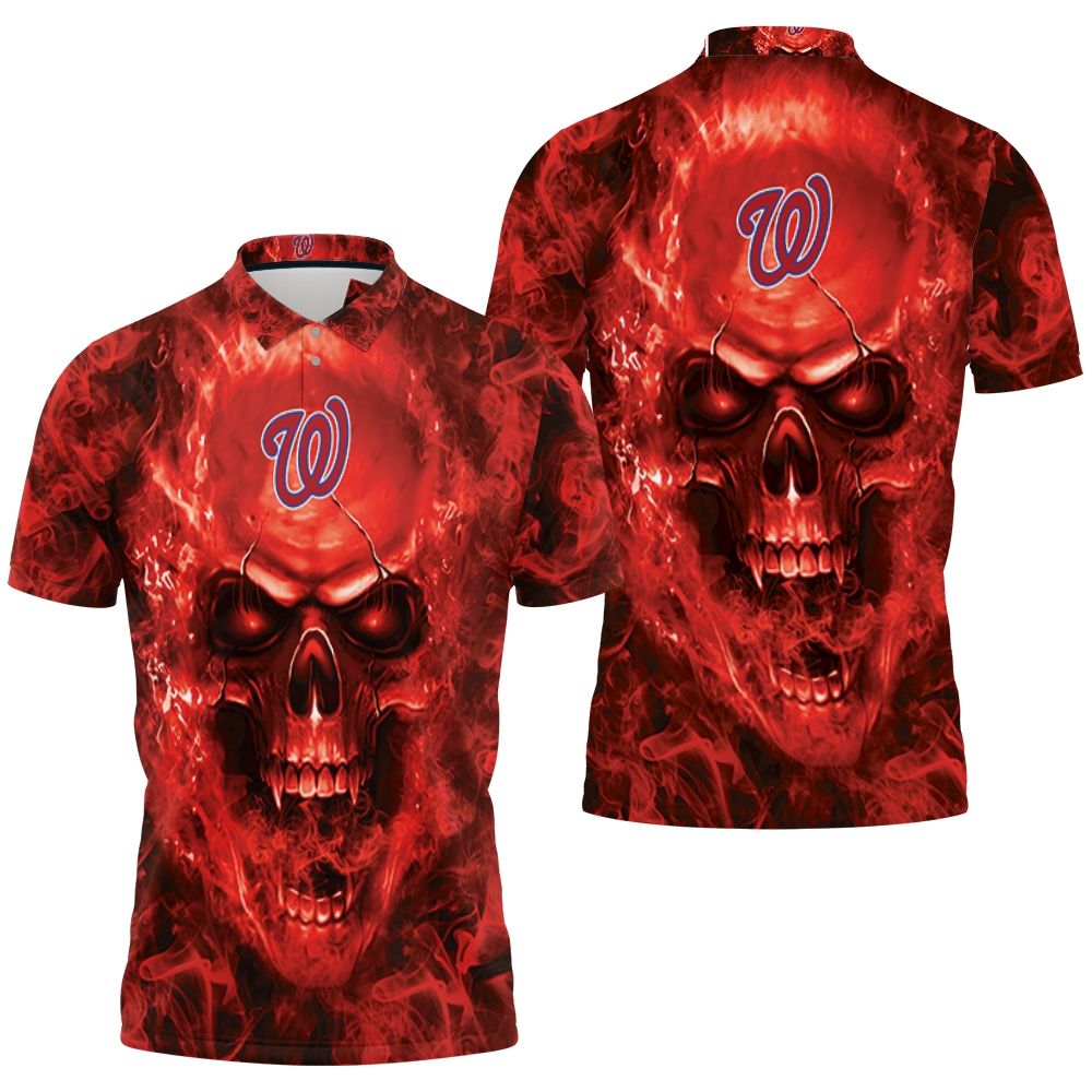 Washington Nationals Mlb Fans Skull 3D All Over Print Polo Shirt Washington Nationals Mlb Fans Skull 3D All Over Print Polo Shirt