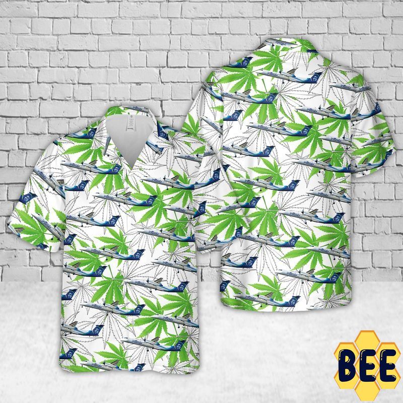 Weed Alaska Airlines Bombardier Q400 Trending Hawaiian Shirt Weed Alaska Airlines Bombardier Q400 Trending Hawaiian Shirt