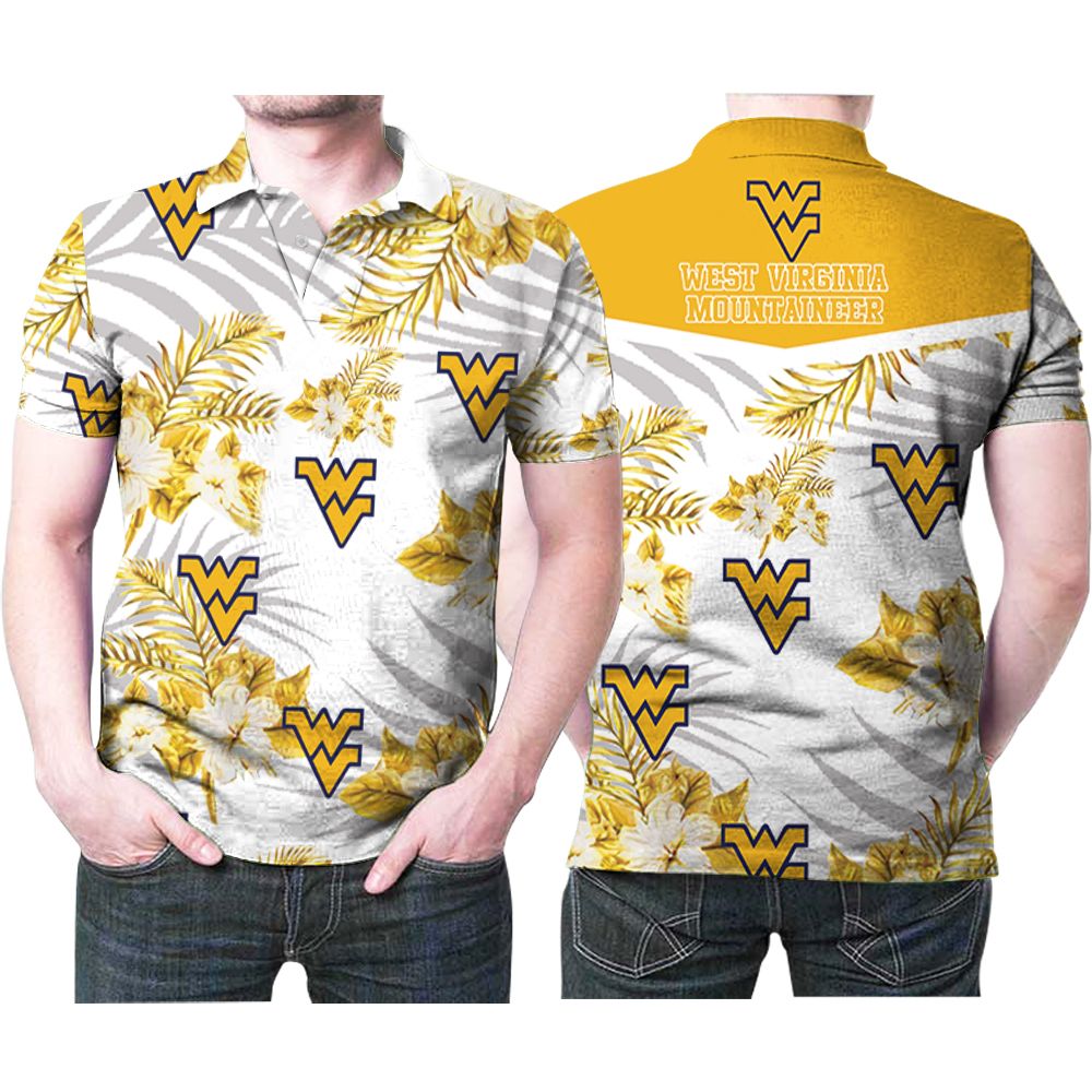 West Virginia Mountaineers Team Logo Leaves Vintage Polo Shirt West Virginia Mountaineers Team Logo Leaves Vintage Polo Shirt