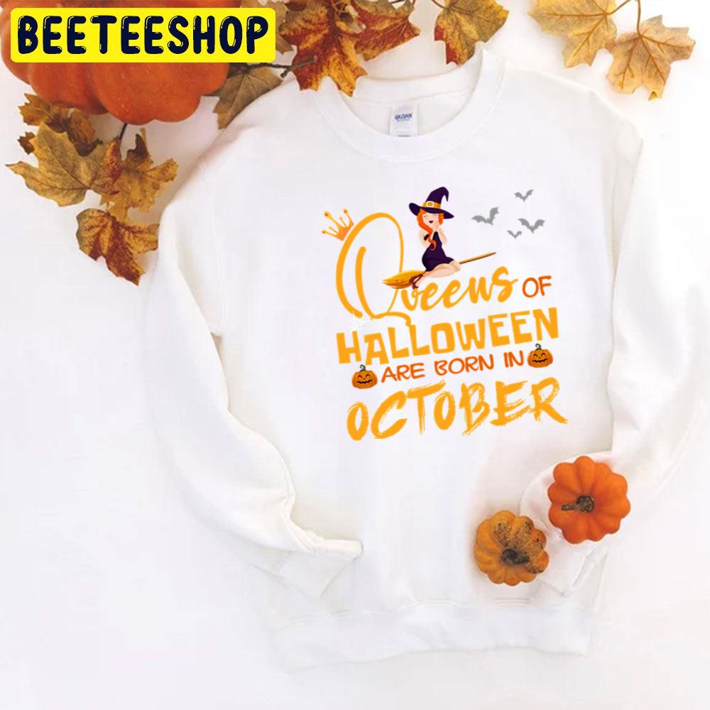 Witch And Black Cat Queens Of Halloween Are Born In October Trending Unisex T-Shirt Witch And Black Cat Queens Of Halloween Are Born In October Trending Unisex T-Shirt
