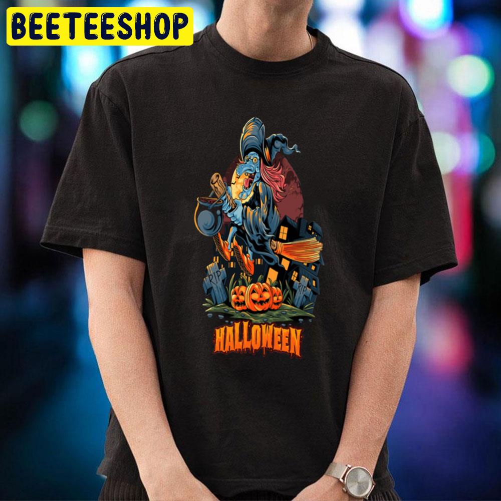 Witch Riding Brooms Halloween Trending Unisex T-Shirt Witch Riding Brooms Halloween Trending Unisex T-Shirt
