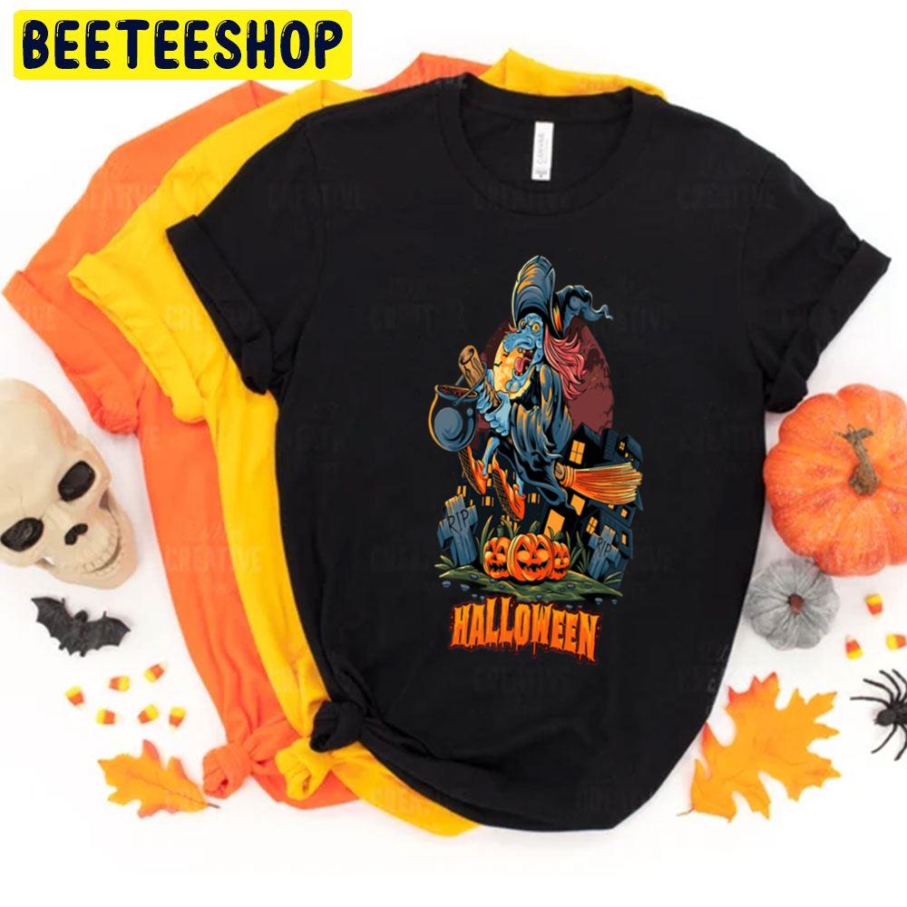 Witch Riding Brooms Halloween Trending Unisex T-Shirt Witch Riding Brooms Halloween Trending Unisex T-Shirt