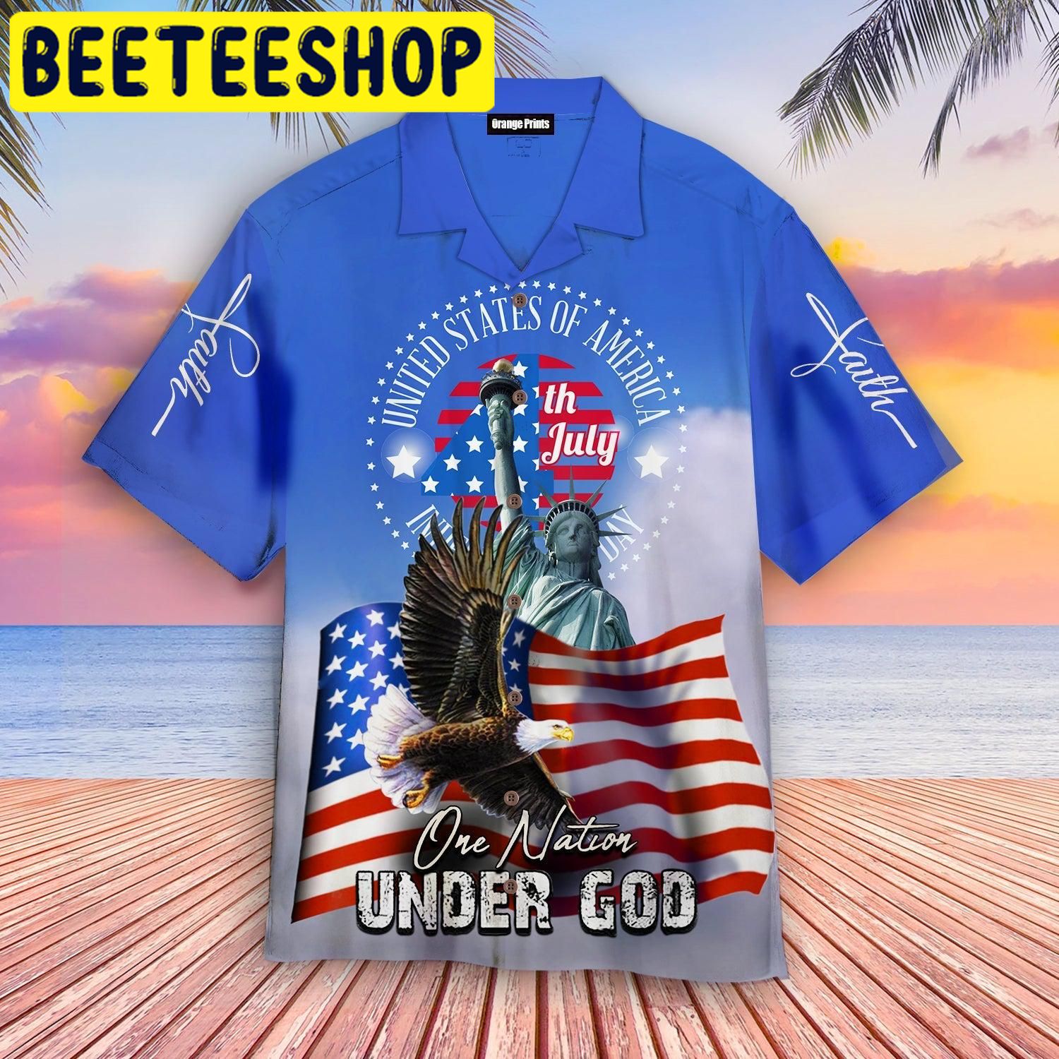 4th July One Nation Under God Independence Day Hawaiian Shirt 4th July One Nation Under God Independence Day Hawaiian Shirt