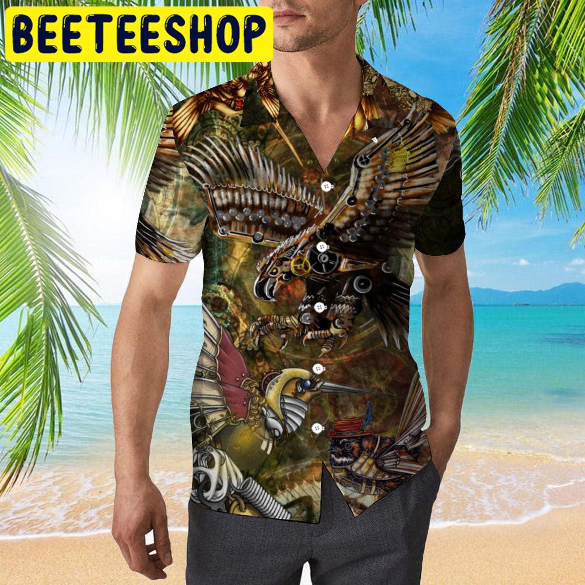 Aloha Shirts Steampunk Birds Hawaiian Shirt Aloha Shirts Steampunk Birds Hawaiian Shirt