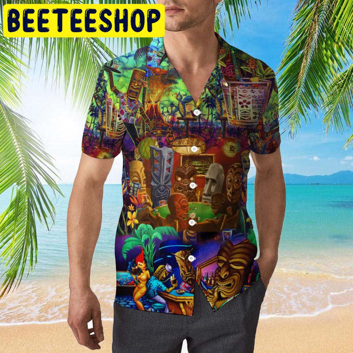 Aloha Tiki Playing Card Hawaiian Shirt Aloha Tiki Playing Card Hawaiian Shirt