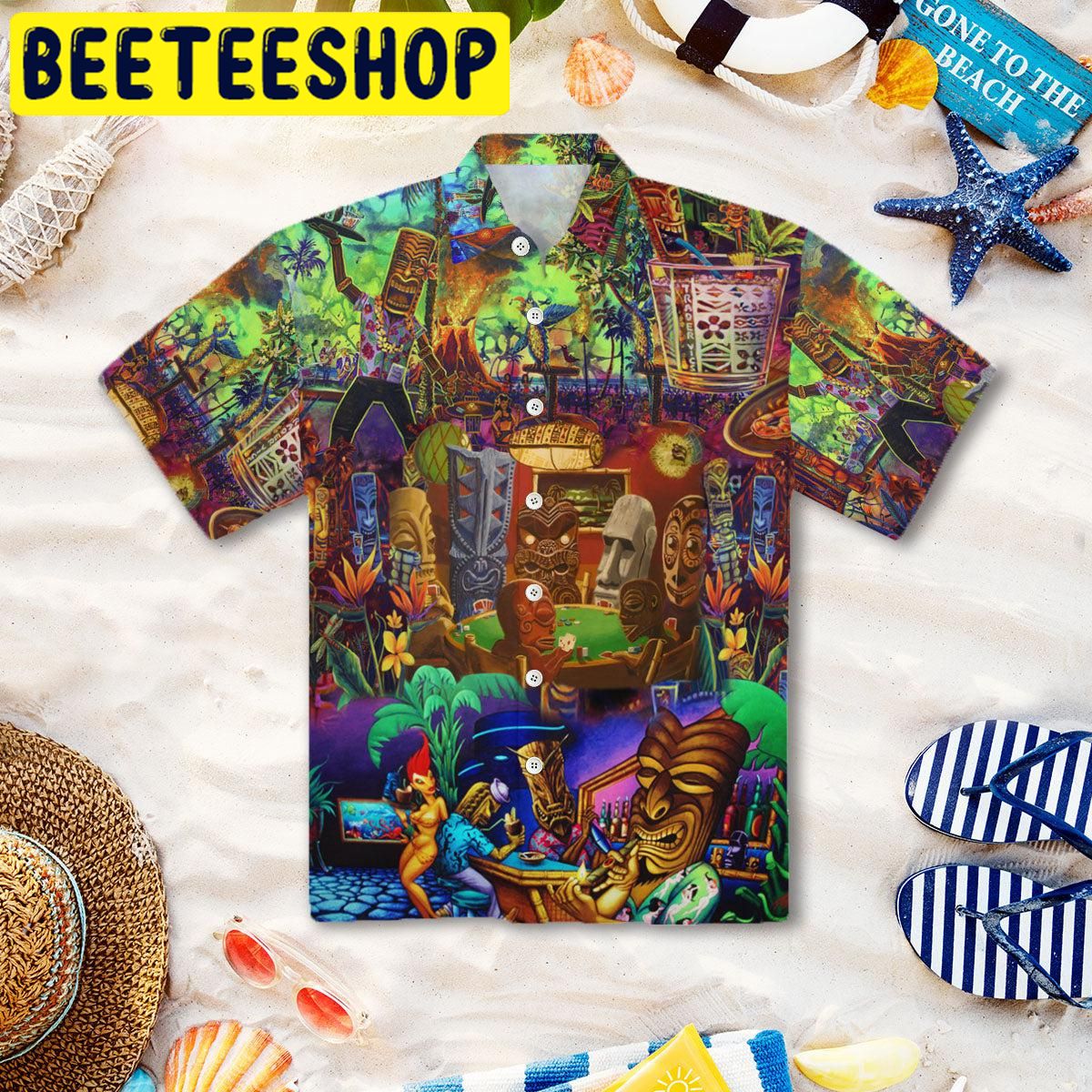 Aloha Tiki Playing Card Hawaiian Shirt Aloha Tiki Playing Card Hawaiian Shirt