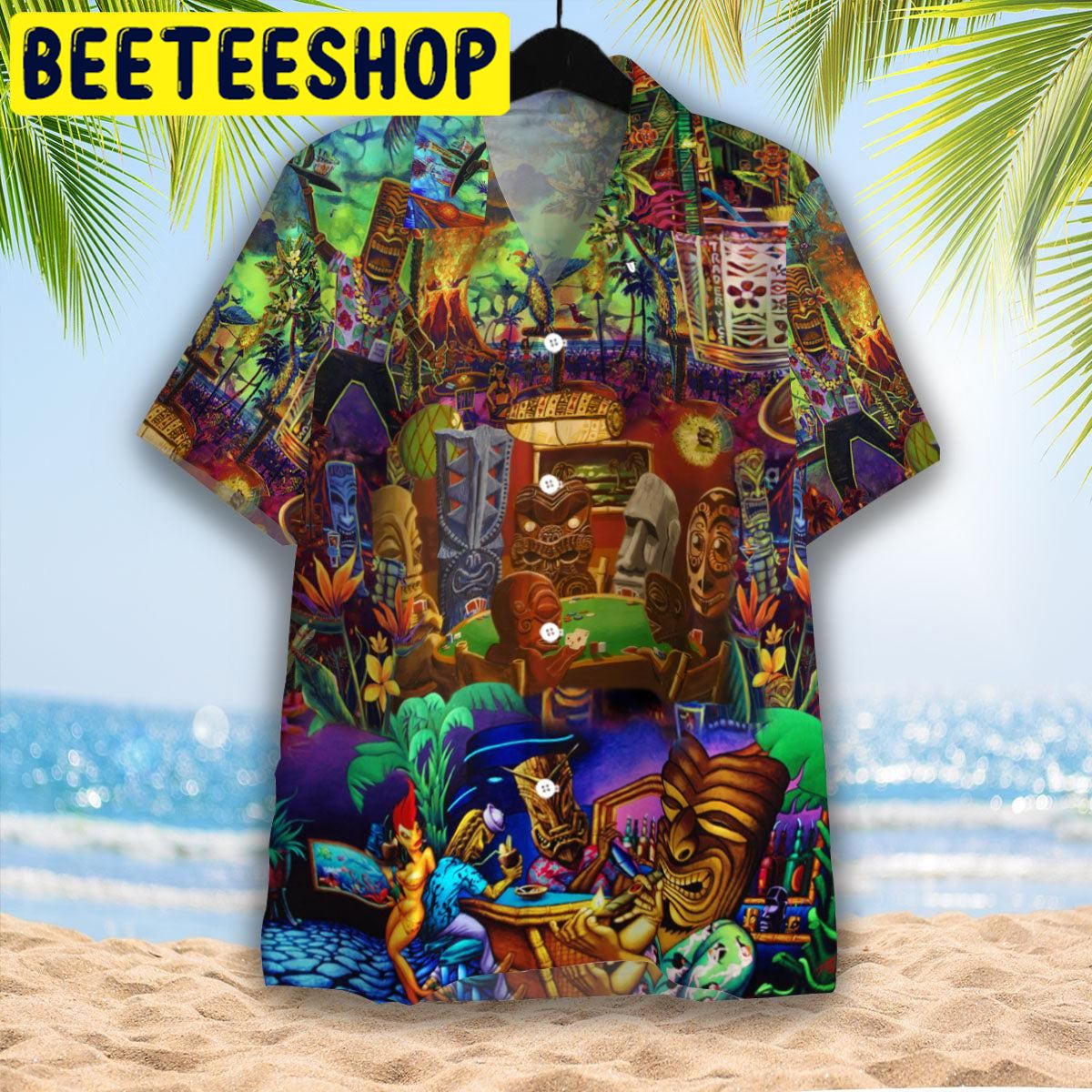 Aloha Tiki Playing Card Hawaiian Shirt Aloha Tiki Playing Card Hawaiian Shirt