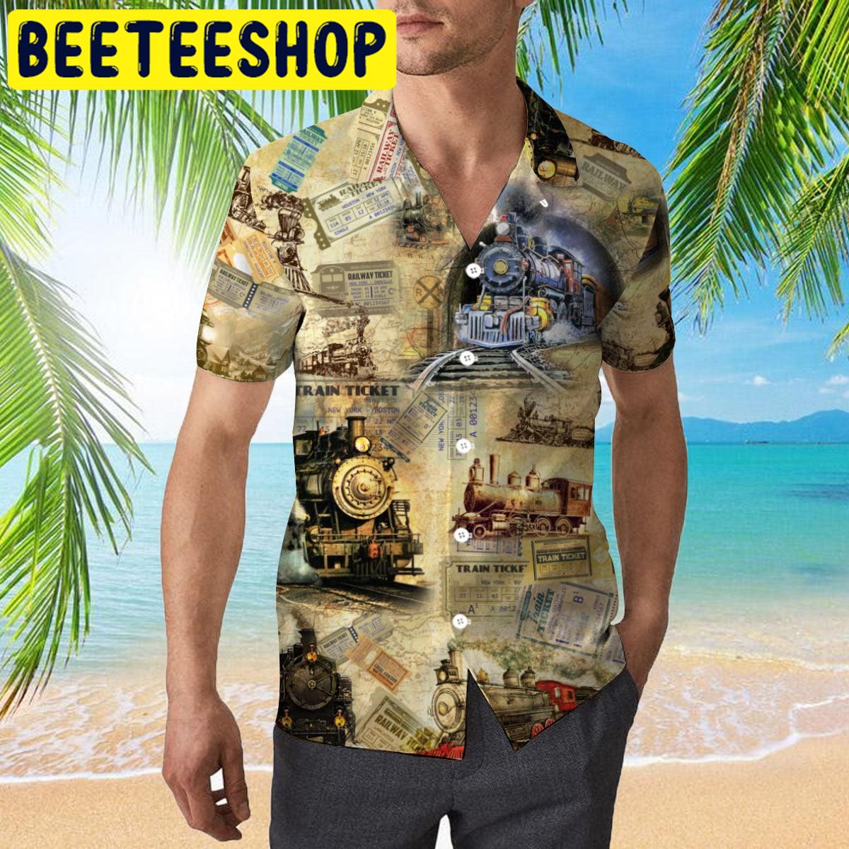 Amazing Train Locomotive Hawaiian Shirt Amazing Train Locomotive Hawaiian Shirt