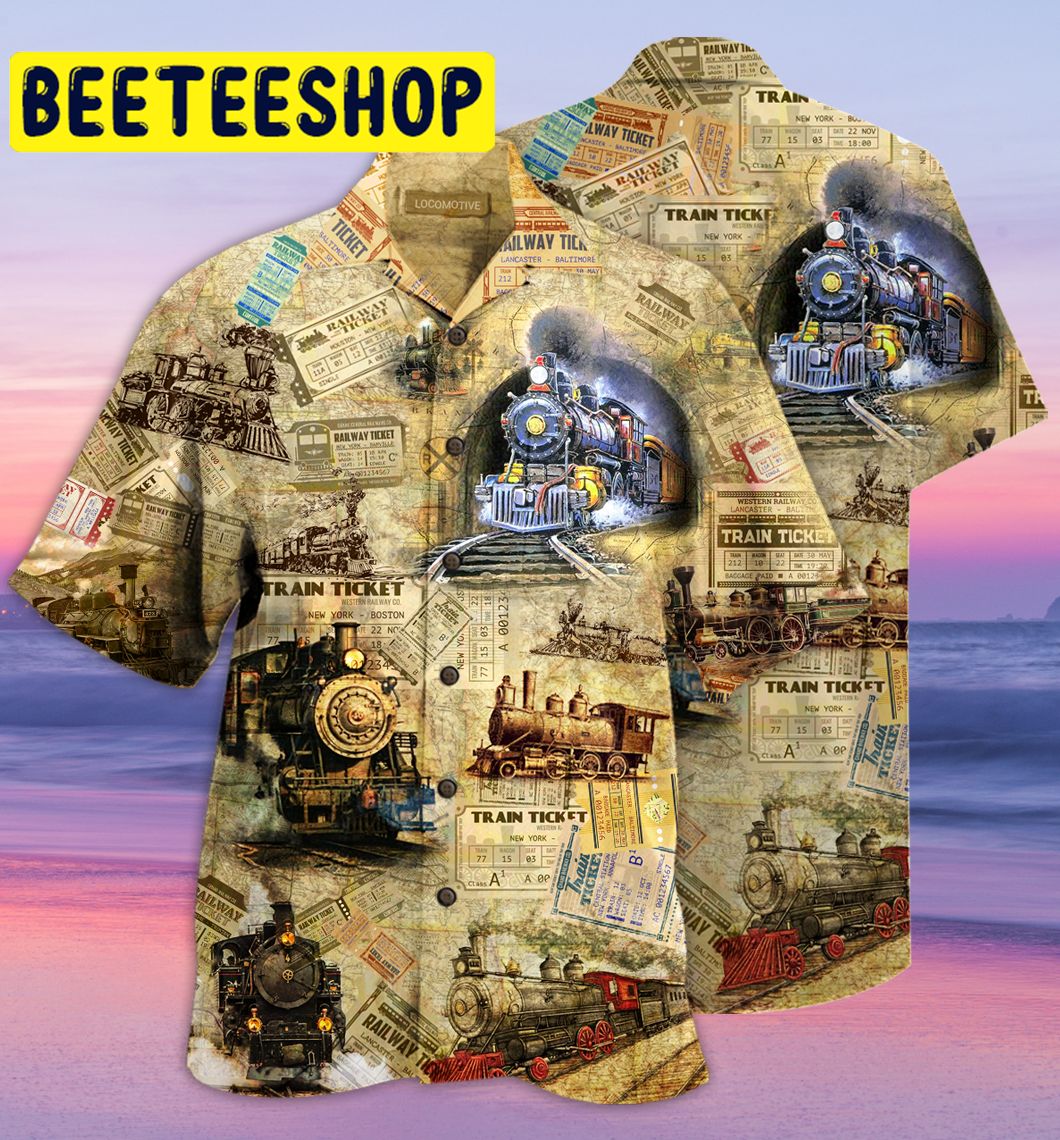 Amazing Train Locomotive Hawaiian Shirt Amazing Train Locomotive Hawaiian Shirt