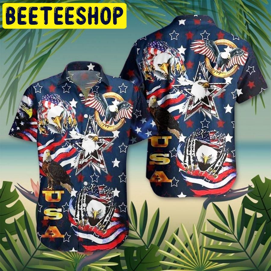 American Eagle Patriotic Hawaiian Shirt American Eagle Patriotic Hawaiian Shirt