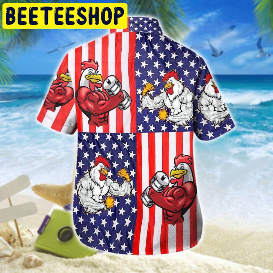 American Flag Chicken Rooster Fight Hawaiian Shirt American Flag Chicken Rooster Fight Hawaiian Shirt