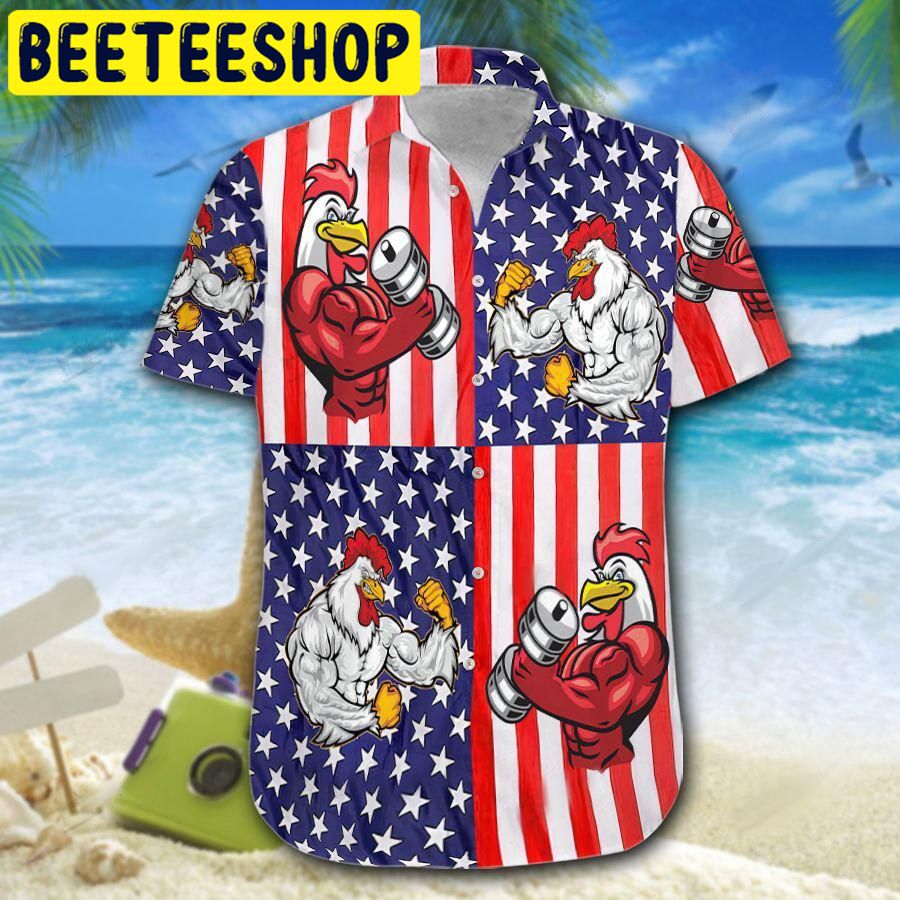 American Flag Chicken Rooster Fight Hawaiian Shirt American Flag Chicken Rooster Fight Hawaiian Shirt