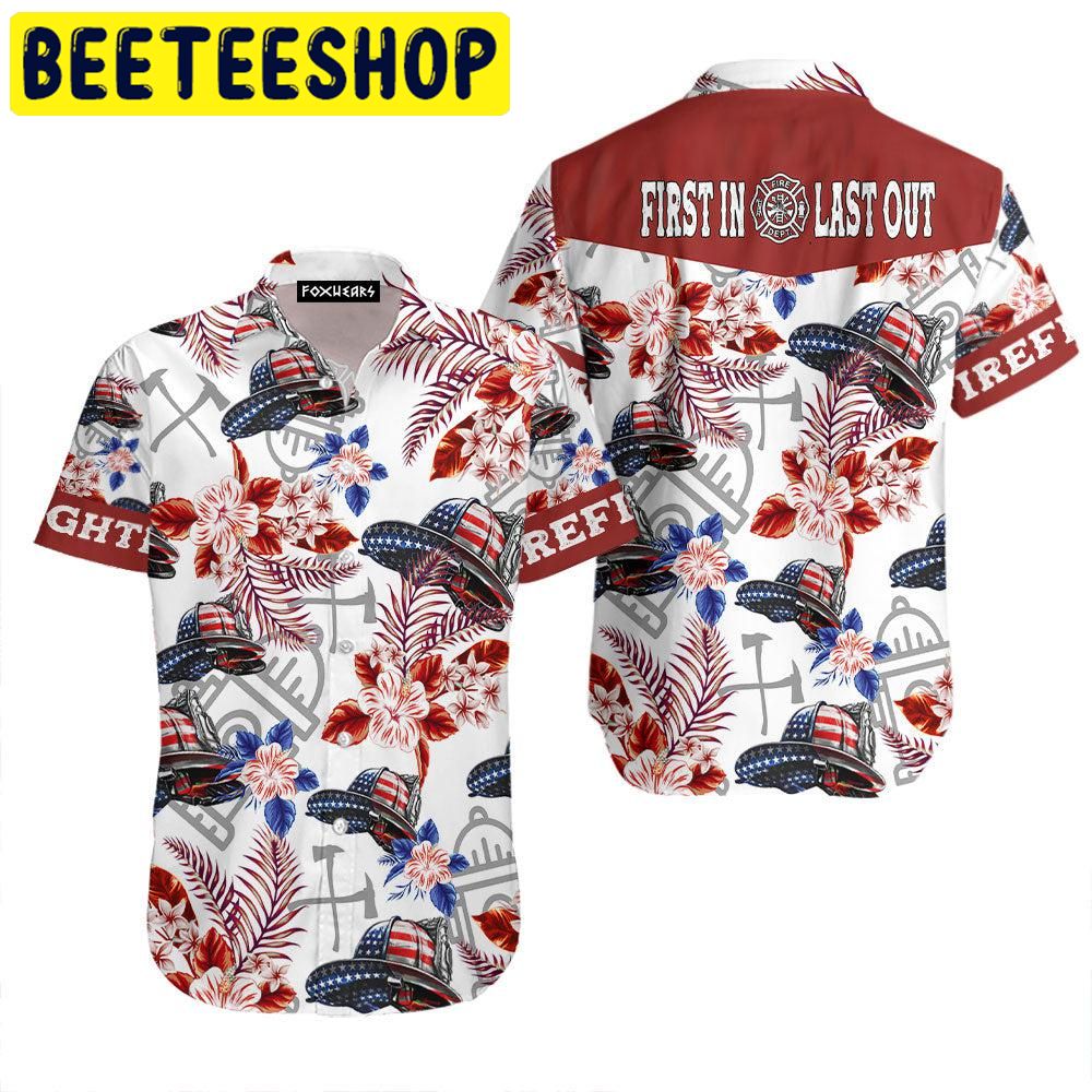 American Flag Helmet Firefighter Seamless Hawaiian Shirt American Flag Helmet Firefighter Seamless Hawaiian Shirt