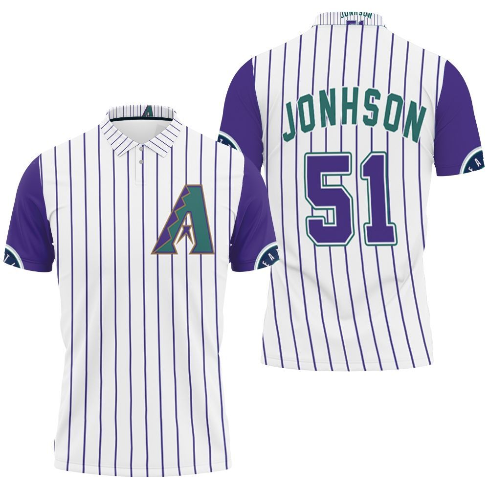 Arizona Diamondbacks Randy Johnson 51 2020 Mlb White Purple Jersey Inspired 3D All Over Print Polo Shirt Arizona Diamondbacks Randy Johnson 51 2020 Mlb White Purple Jersey Inspired 3D All Over Print Polo Shirt