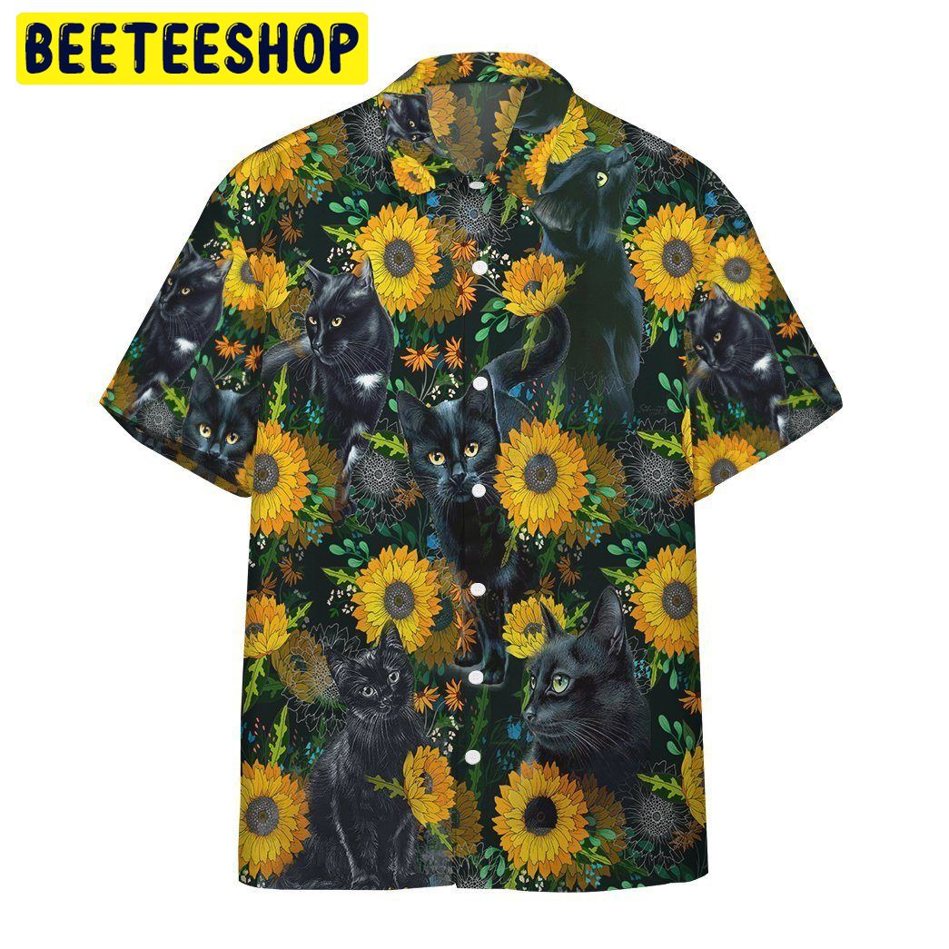 Art Black Cat 3D All Over Printed Trending Hawaiian Shirt Art Black Cat 3D All Over Printed Trending Hawaiian Shirt