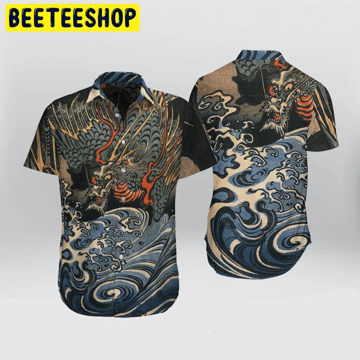 Art Japanese Aesthetic Ukiyoe Dragon Kanagawa Trending Hawaiian Shirt Art Japanese Aesthetic Ukiyoe Dragon Kanagawa Trending Hawaiian Shirt