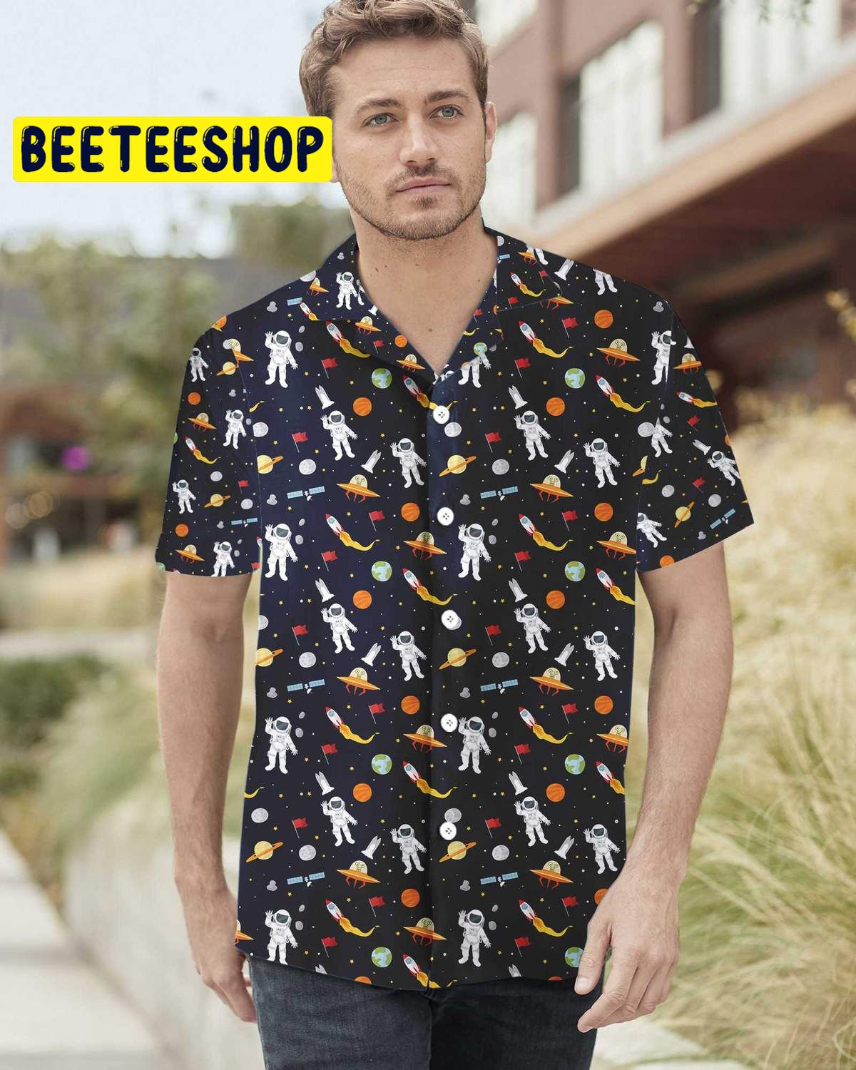 Astronaut Hello Trending Hawaiian Shirt Astronaut Hello Trending Hawaiian Shirt