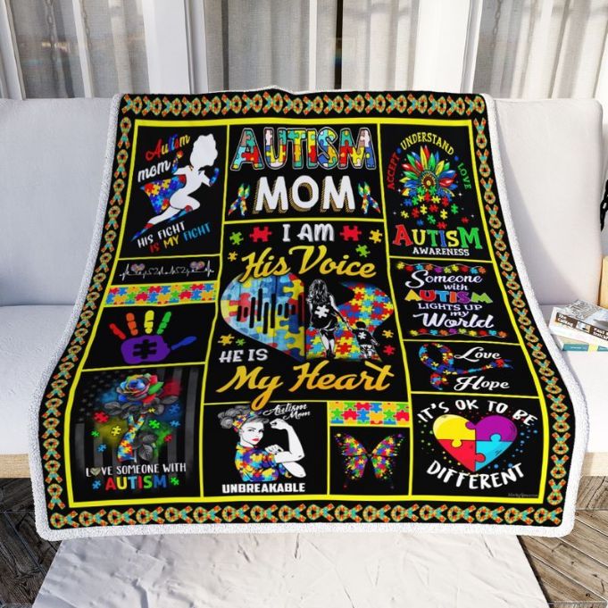 Autism Awareness Autism Mom I Am His Voice He Is My Heart Comfy Sofa Throw Blanket Autism Awareness Autism Mom I Am His Voice He Is My Heart Comfy Sofa Throw Blanket