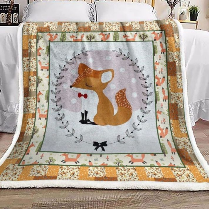 Baby Fox Wears A Black Bow Trees Comfy Sofa Throw Blanket Baby Fox Wears A Black Bow Trees Comfy Sofa Throw Blanket