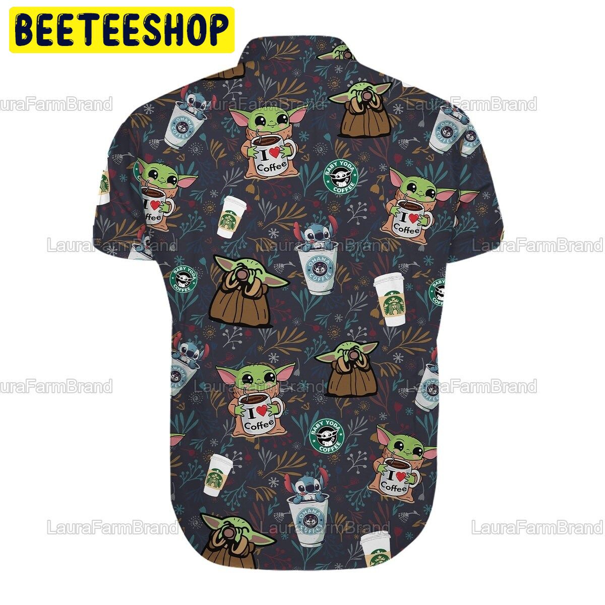 Baby Yoda And Stitch Ohana Coffee Button Down Trending Hawaiian Shirt Baby Yoda And Stitch Ohana Coffee Button Down Trending Hawaiian Shirt