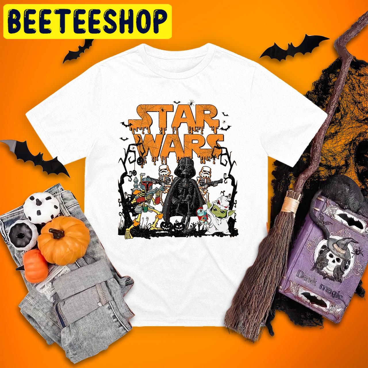 Baby Yoda Darth Vader Star Wars Vintage Star Wars Skeleton Halloween Trending Unisex T-Shirt Baby Yoda Darth Vader Star Wars Vintage Star Wars Skeleton Halloween Trending Unisex T-Shirt