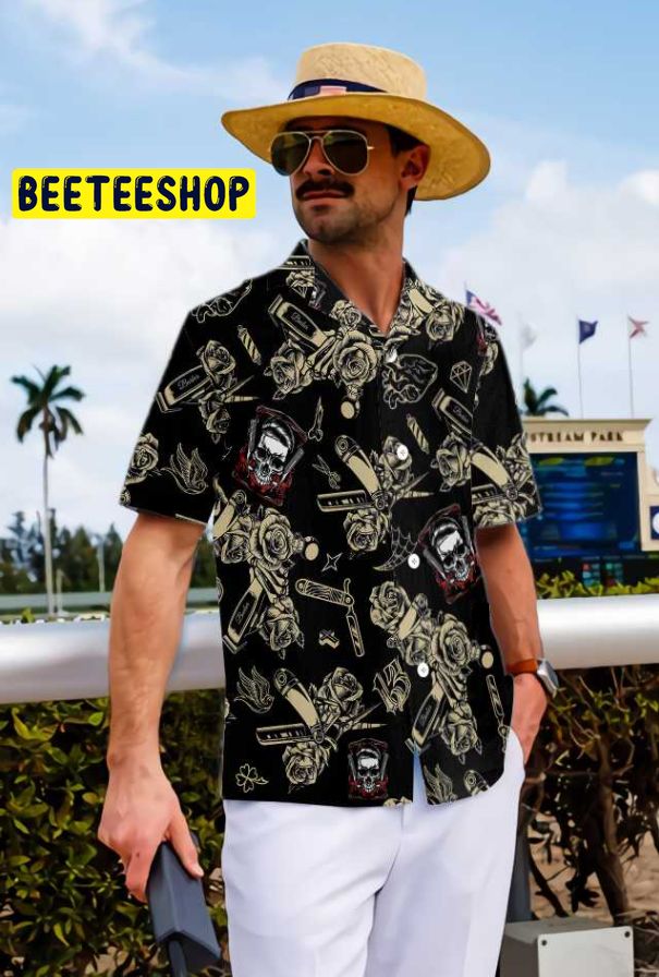 Barber Shop Skull Trending Hawaiian Shirt Barber Shop Skull Trending Hawaiian Shirt