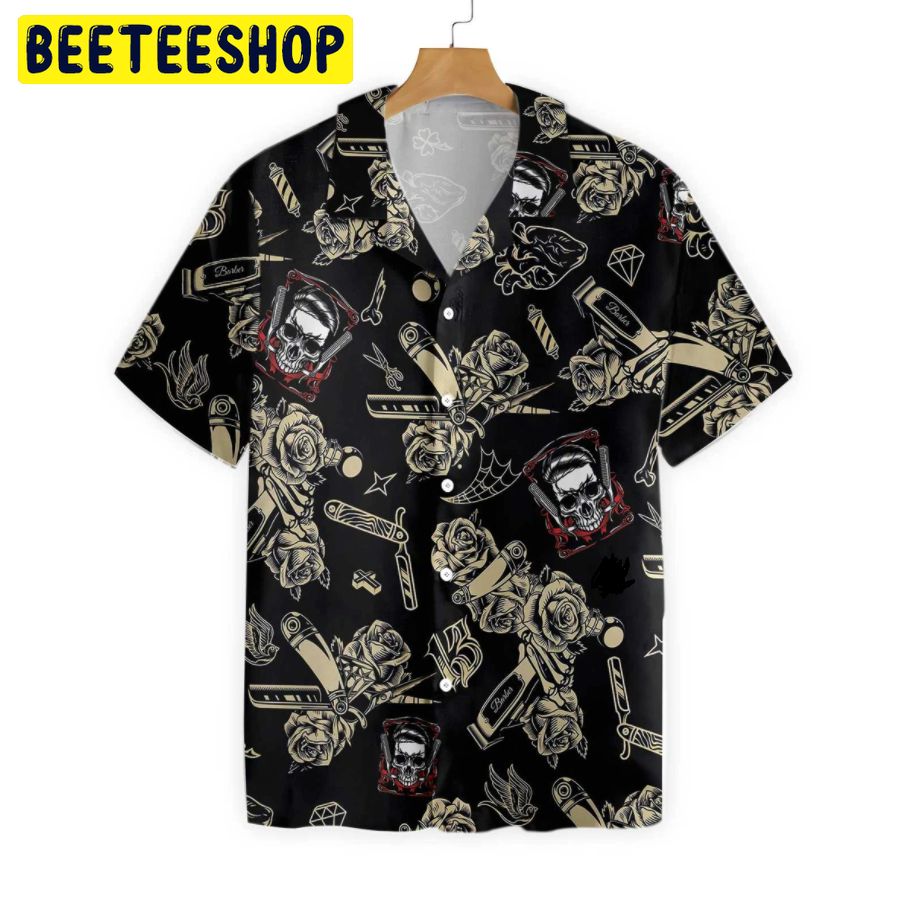 Barber Shop Skull Trending Hawaiian Shirt Barber Shop Skull Trending Hawaiian Shirt