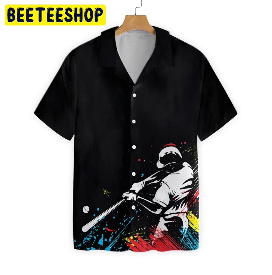 Baseball Players' Silhouettes On Paintball Pattern Trending Hawaiian Shirt Baseball Players' Silhouettes On Paintball Pattern Trending Hawaiian Shirt