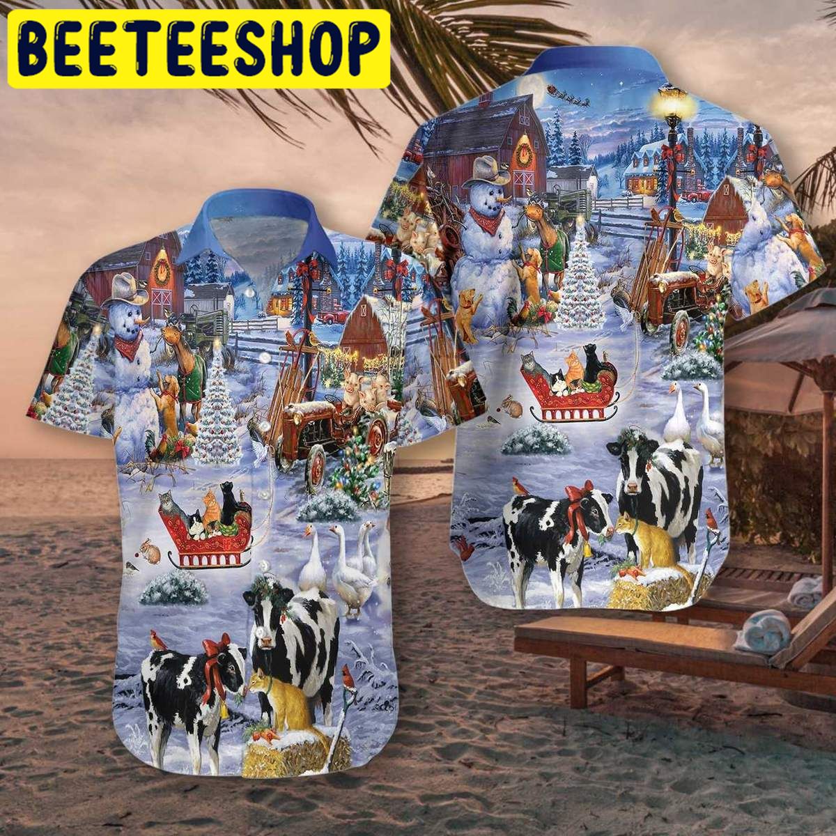 Beautiful Farm On Christmas Hawaiian Shirt Beautiful Farm On Christmas Hawaiian Shirt