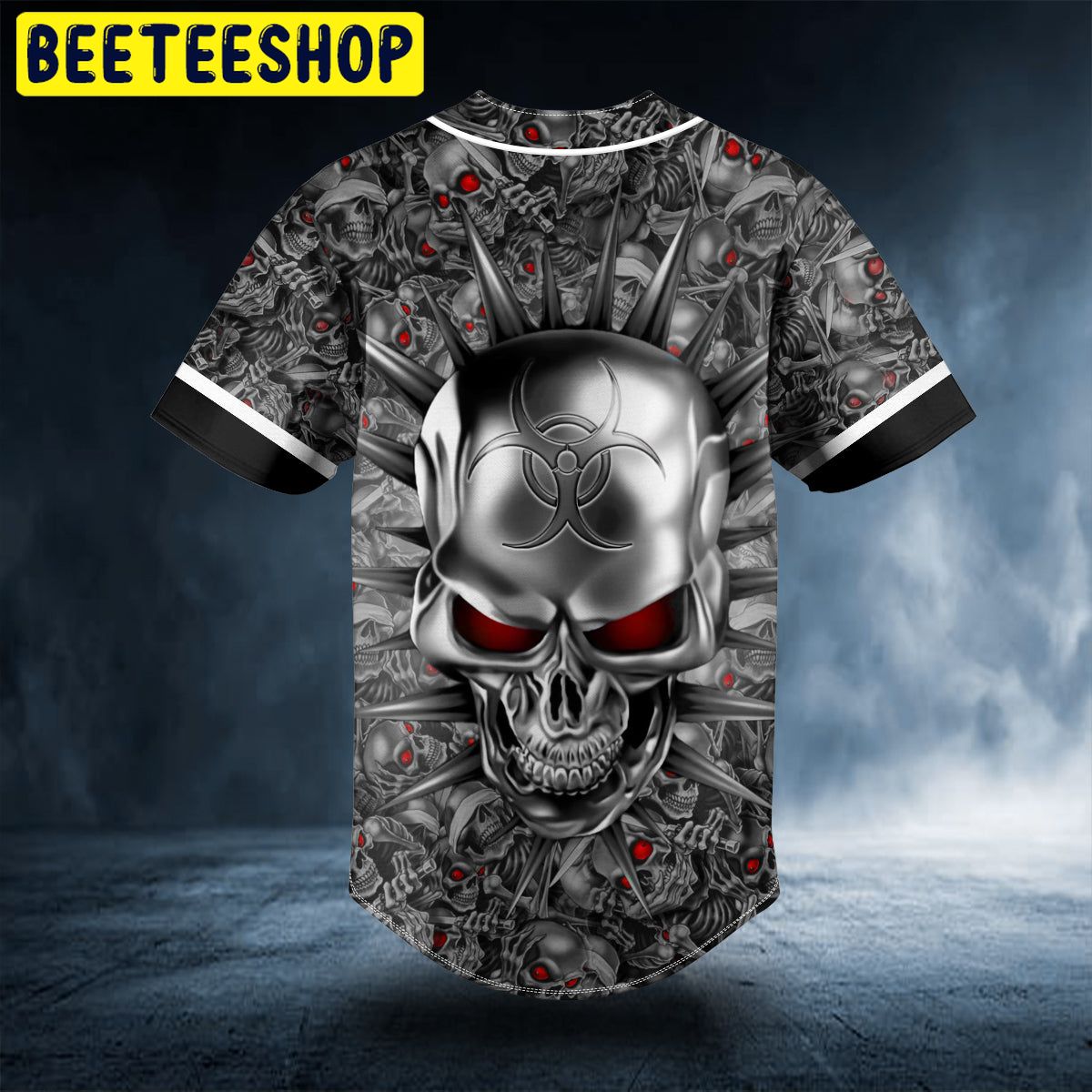 Biohazard Tribal Metal Skull Custom Trending Baseball Jersey Biohazard Tribal Metal Skull Custom Trending Baseball Jersey