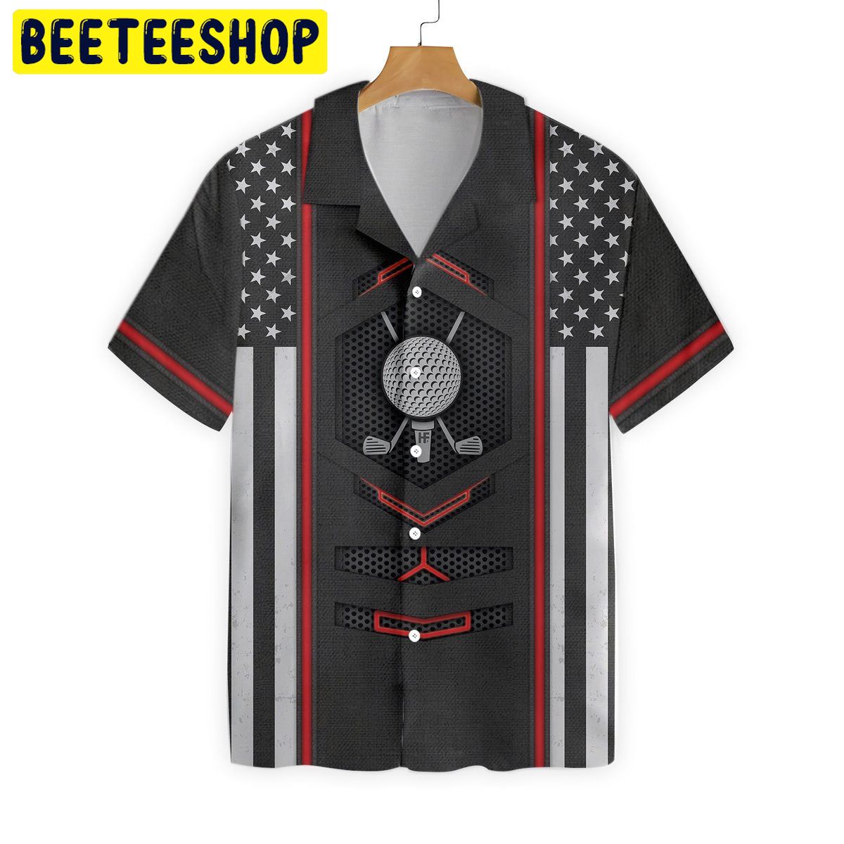 Black American Flag Golf Trending Hawaiian Shirt Black American Flag Golf Trending Hawaiian Shirt