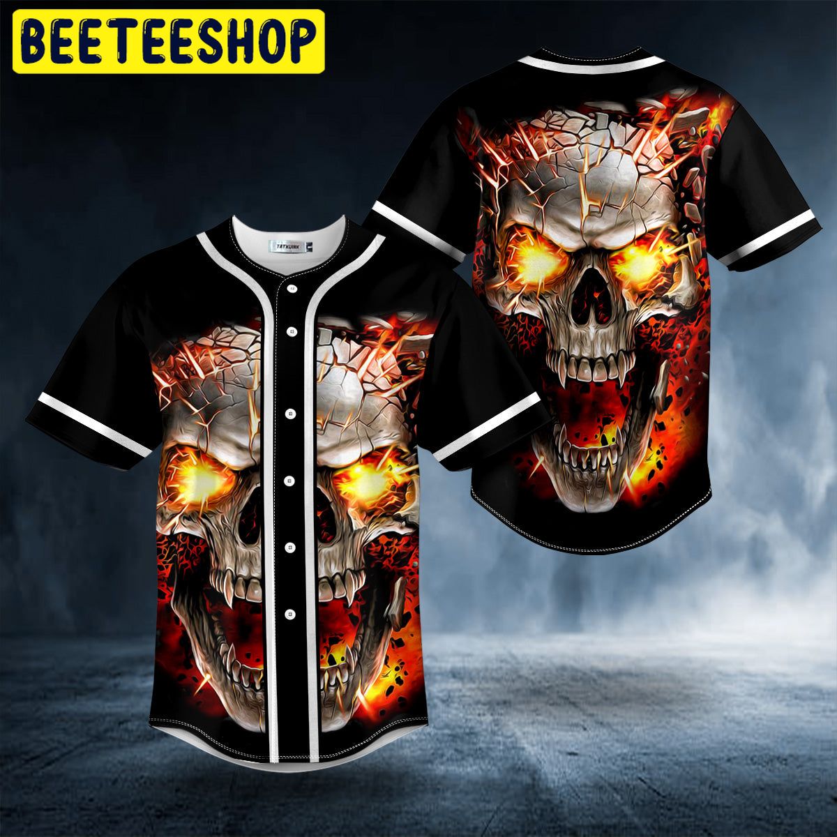 Black Blast Skull Trending Baseball Jersey Black Blast Skull Trending Baseball Jersey