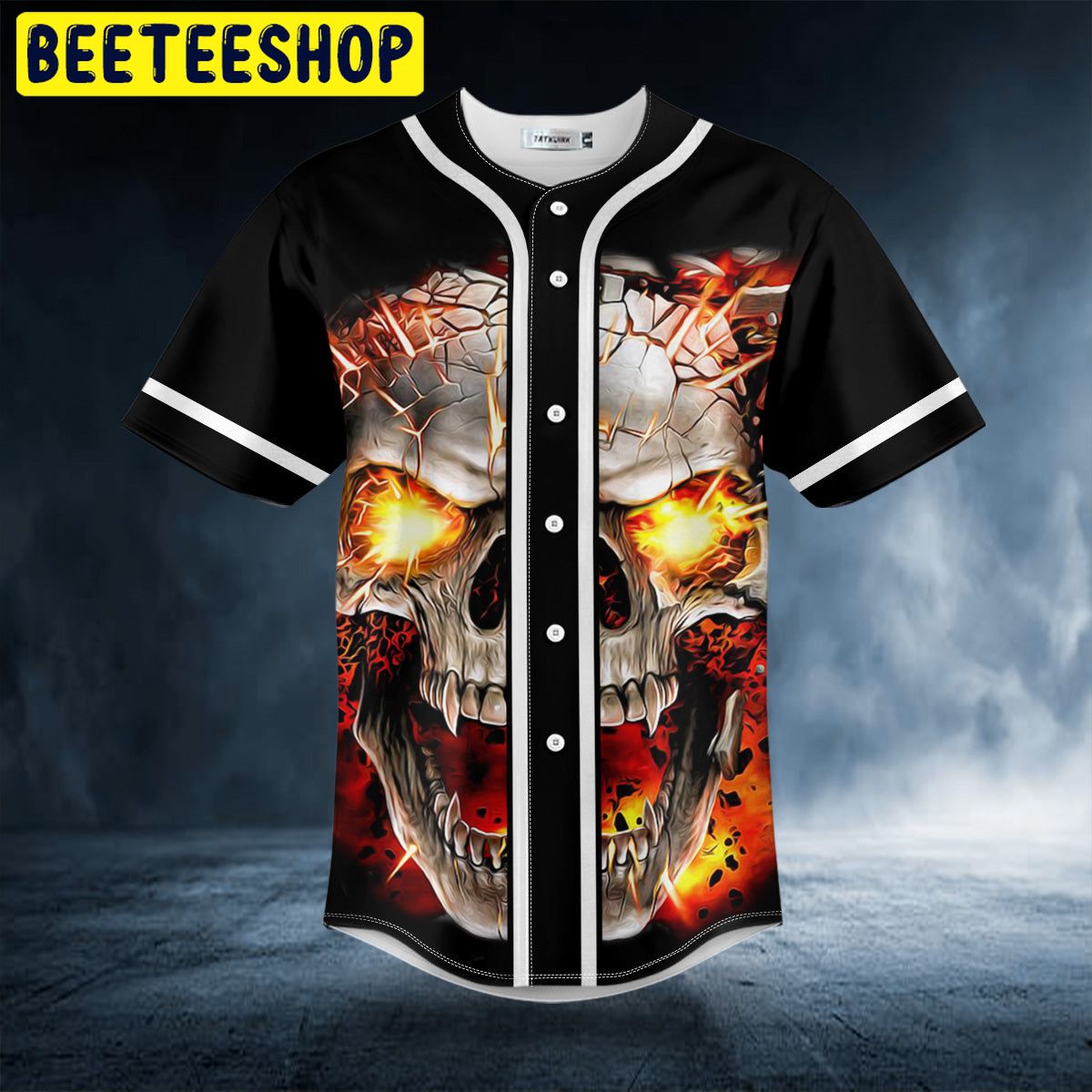 Black Blast Skull Trending Baseball Jersey Black Blast Skull Trending Baseball Jersey