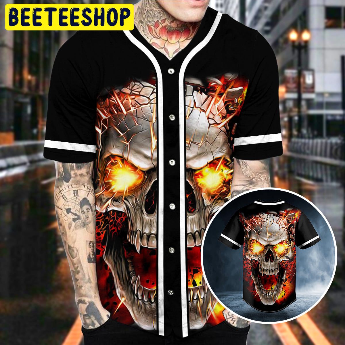 Black Blast Skull Trending Baseball Jersey Black Blast Skull Trending Baseball Jersey