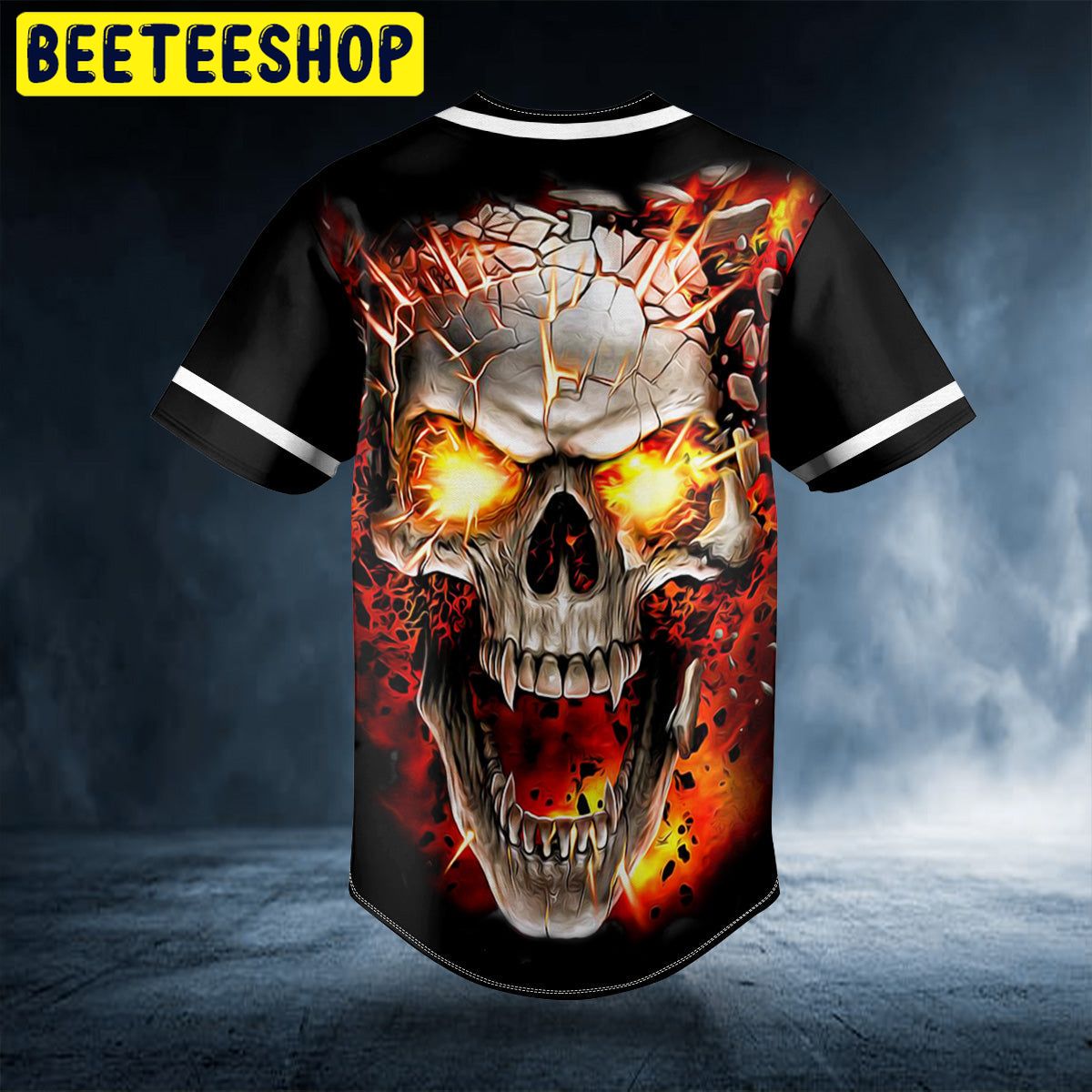 Black Blast Skull Trending Baseball Jersey Black Blast Skull Trending Baseball Jersey
