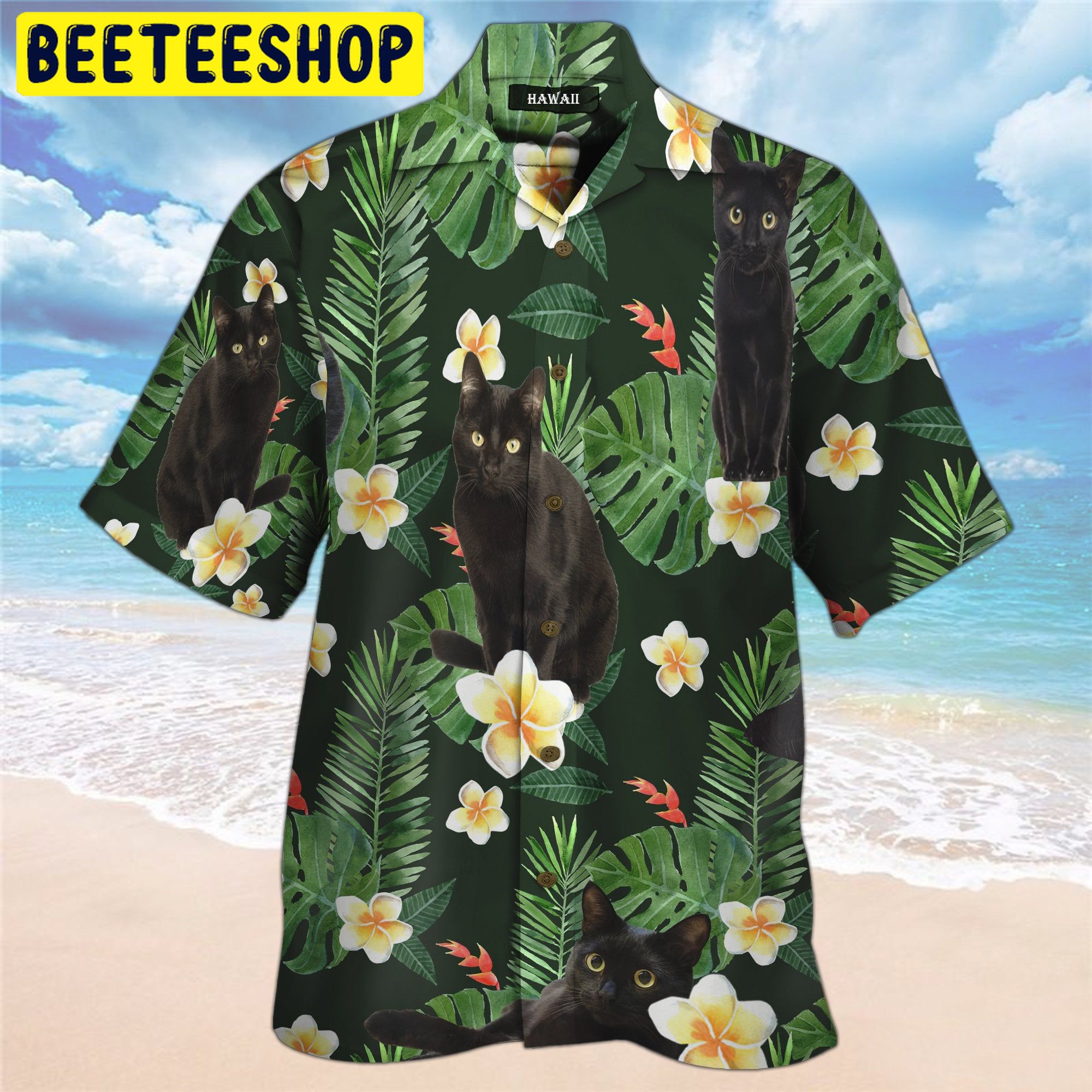 Black Cat 3D All Over Printed Trending Hawaiian Shirt Black Cat 3D All Over Printed Trending Hawaiian Shirt