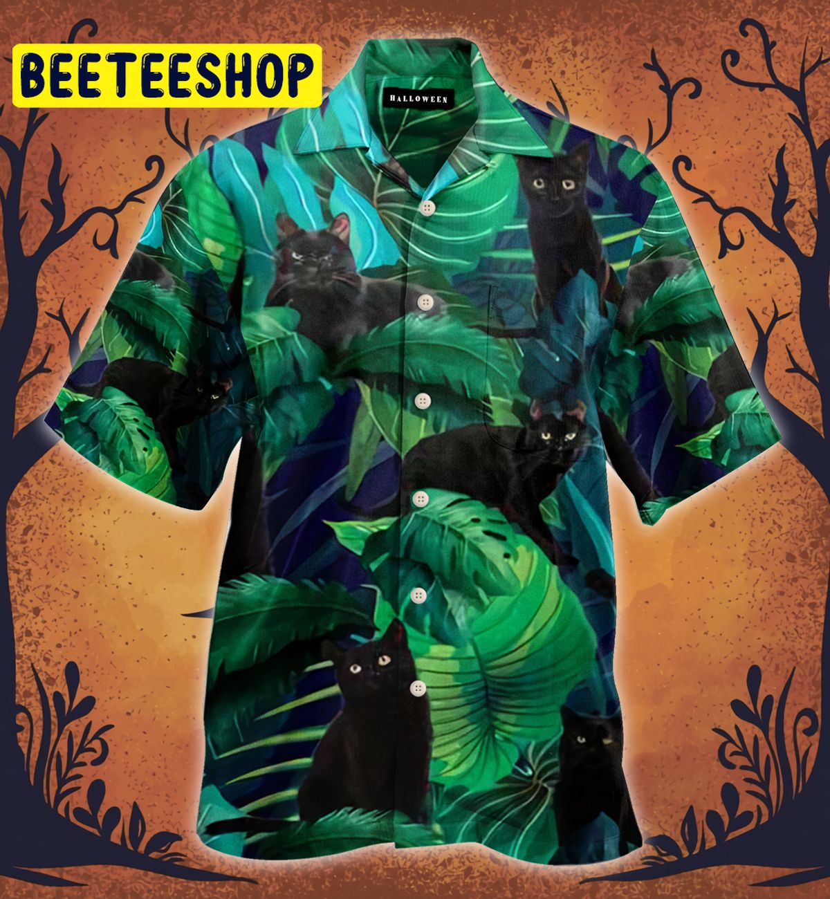 Black Cat Trending Hawaiian Shirt Black Cat Trending Hawaiian Shirt