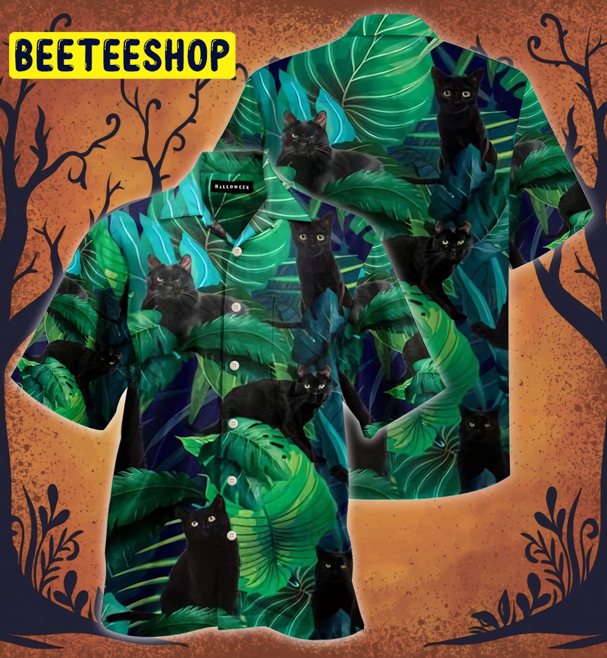 Black Cat Trending Hawaiian Shirt Black Cat Trending Hawaiian Shirt