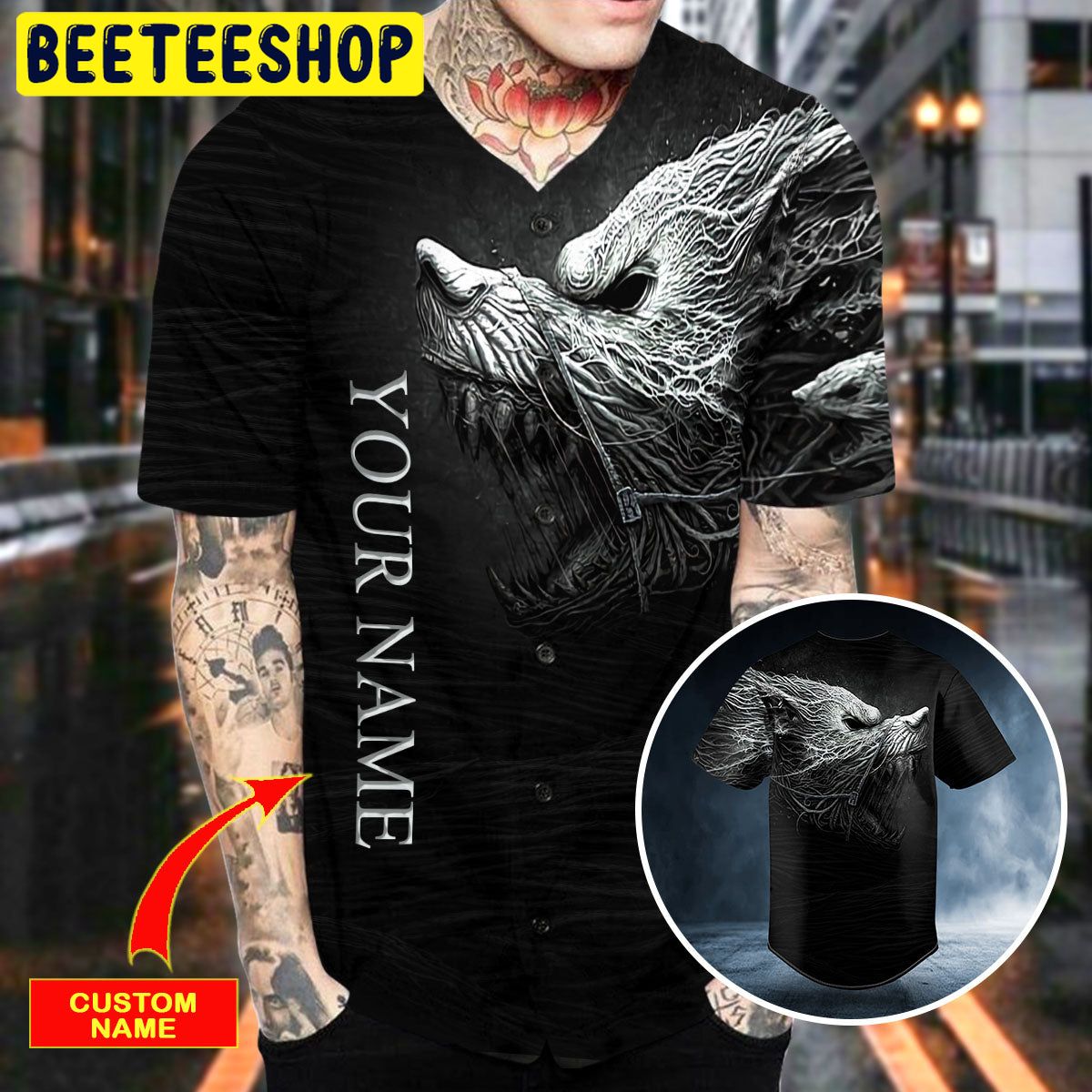 Black White Werewolf Viking Custom Trending Baseball Jersey Black White Werewolf Viking Custom Trending Baseball Jersey