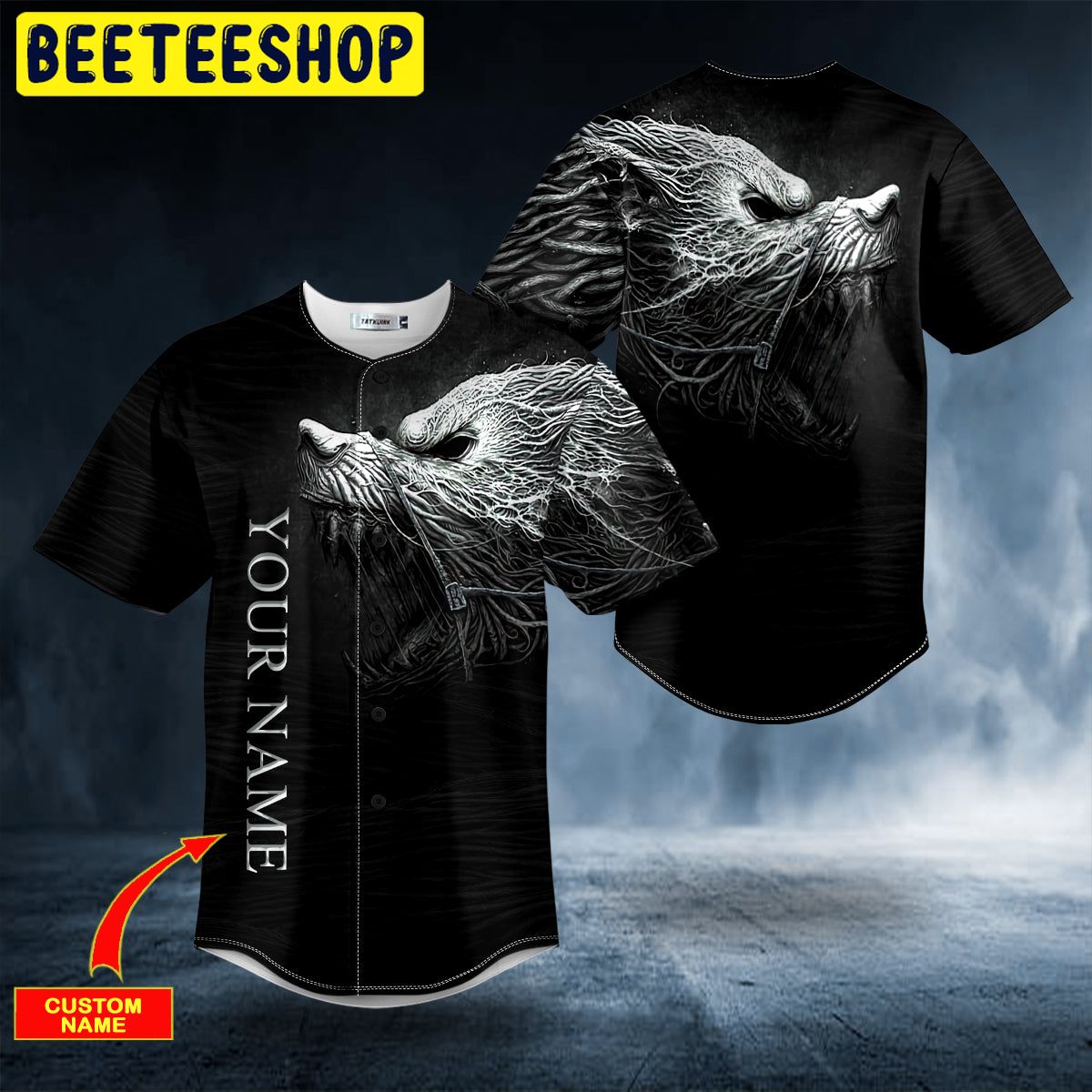 Black White Werewolf Viking Custom Trending Baseball Jersey Black White Werewolf Viking Custom Trending Baseball Jersey