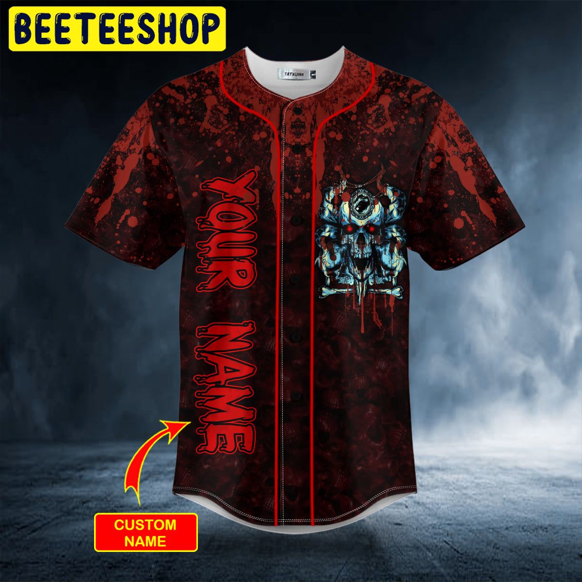 Blooding Blue Skull Custom Trending Baseball Jersey Blooding Blue Skull Custom Trending Baseball Jersey