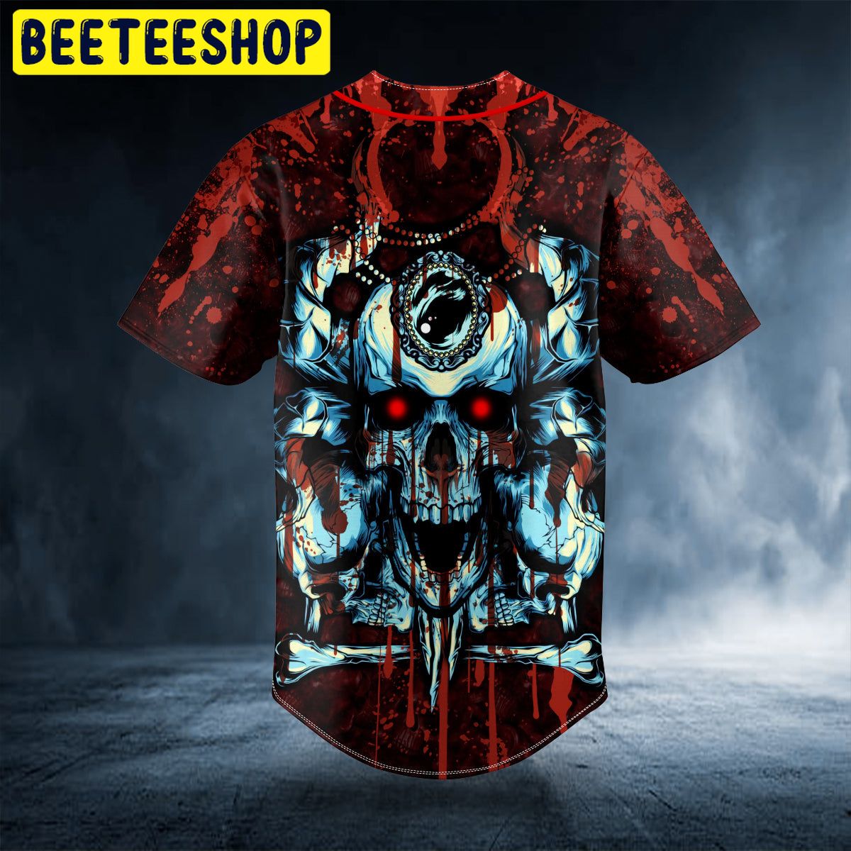 Blooding Blue Skull Custom Trending Baseball Jersey Blooding Blue Skull Custom Trending Baseball Jersey
