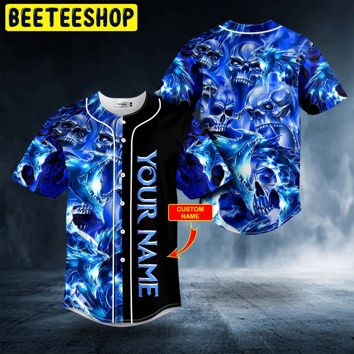 Blue Liquid Skull Custom Trending Baseball Jersey Blue Liquid Skull Custom Trending Baseball Jersey