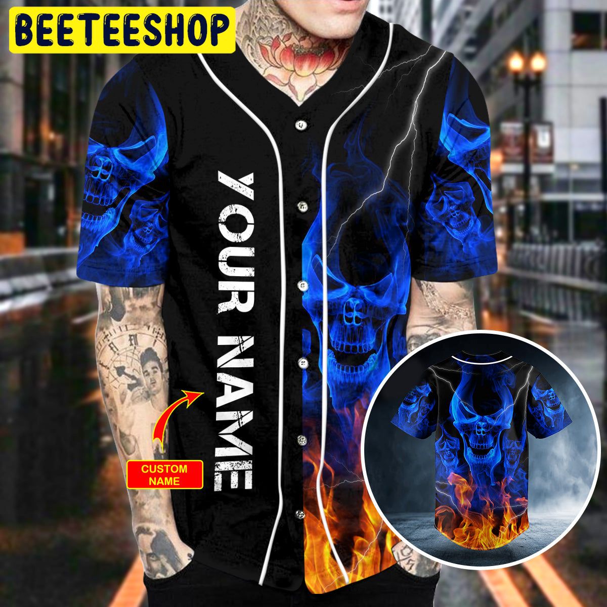 Blue Smoke Skeleton Fire Skull Custom Trending Baseball Jersey Blue Smoke Skeleton Fire Skull Custom Trending Baseball Jersey