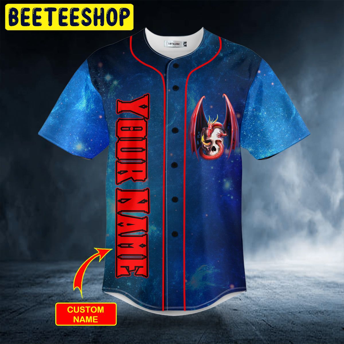 Blue Tentacle Dragon Skull Custom Trending Baseball Jersey Blue Tentacle Dragon Skull Custom Trending Baseball Jersey