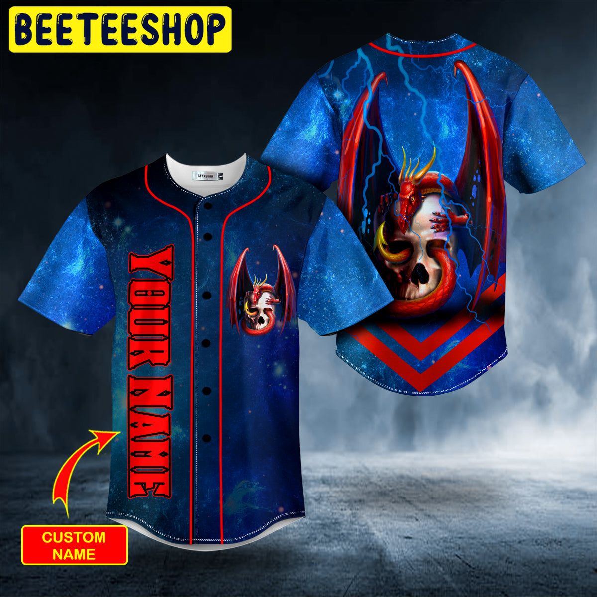 Blue Tentacle Dragon Skull Custom Trending Baseball Jersey Blue Tentacle Dragon Skull Custom Trending Baseball Jersey